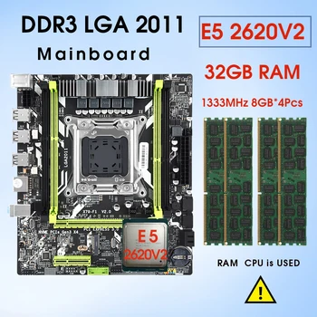 Set Papan Utama X79 dengan kombo LGA2011 Xeon E5 2620 V2 CPU 4X8GB = RAM ECC DDR3 32GB 1333MHz Memori 10600 SATA USB 3.0 M. 2