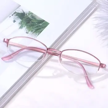 Setengah Bingkai Kacamata Baca Wanita Retro Logam Presbyopic Kacamata Pria Anti Cahaya Biru Hyperopia Eyewear Diopter +1.0 hingga +4.0