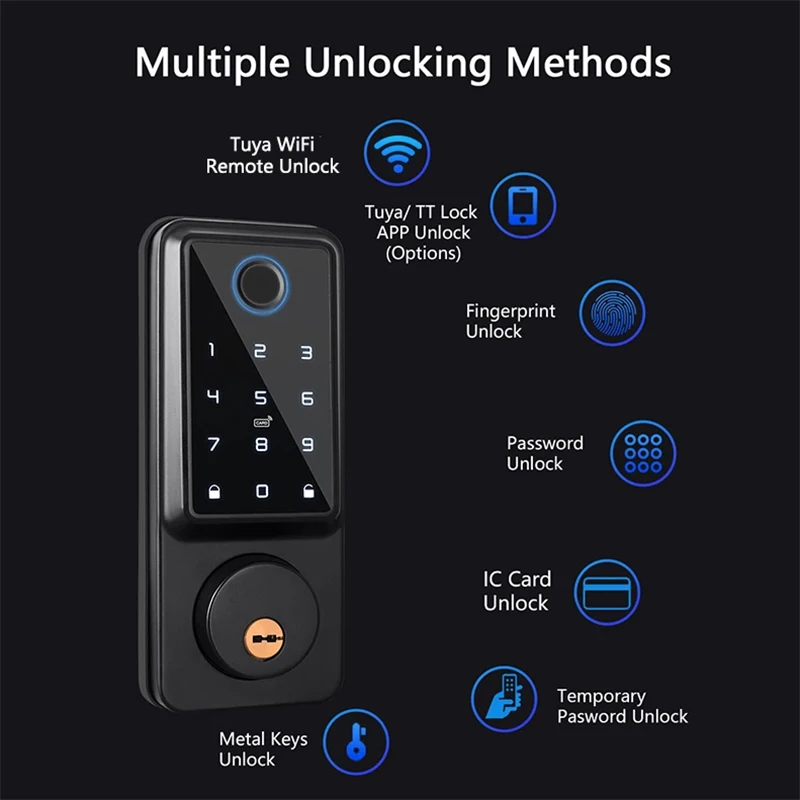 Smart Gerendel Kunci untuk Rumah Alexa Wifi Bluetooth TTLock Aplikasi Sidik Jari Biometrik Tanpa Kunci Digital Keypad Kunci Pintu Masuk - 1