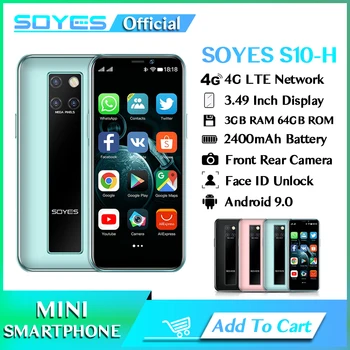 Smartphone Mini SOYES S10-H Ultra Tipis Google Play Store Android 9.0 Ponsel Kecil SIM Ganda 4G LTE Dengan Pengenalan Wajah