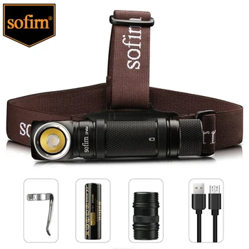 Sofirn SP40A Lampu Depan Lensa Optik TIR LH351D LED 18650 Lampu Kepala Isi Ulang USB Obor 1200lm dengan Tutup Ekor Magnet
