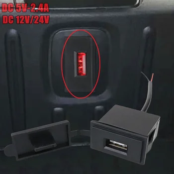 Soket Pengisi Daya Mobil USB Tunggal 12V / 24V Adaptor Daya 5V 2.4 A Bentuk Persegi Tahan Api untuk Mobil dan Sepeda Motor