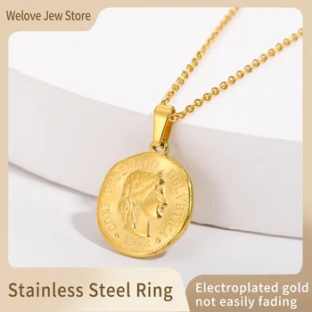 Stainless Steel Kalung Baru Ratu Elizabeth Koin Warna Emas Tergantung Kalung untuk Wanita Alkitab Fashion Perhiasan Gratis Pengiriman