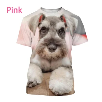 Streetwear Cetak Hewan Gaya Harajuku Baru 2022 Penjualan Panas Kaus Schnauzer Puppy 3D Pria dan Wanita Kaus Anjing Lucu Kasual Pria dan Wanita