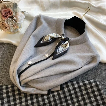 Sweter Desain Dasi Kupu-kupu Klasik Musim Gugur Baru Blus Leher Busur Kantor Elegan Mode Sweter Rajutan Pullover Lengan Panjang Wanita
