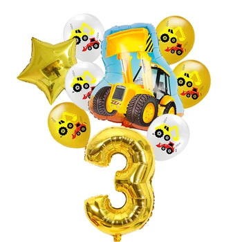 Tema Traktor Konstruksi Excavator Balon Tiup Truk Kendaraan Spanduk Perlengkapan Pesta Ulang Tahun Anak Laki-laki Baby Shower Perlengkapan Pesta Ulang Tahun Anak Laki-laki