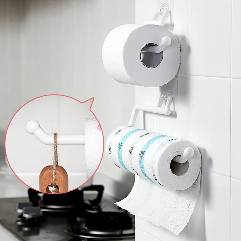 Tempat Kertas Toilet Dapat Disesuaikan Tempat Gulungan Toilet Dapur Berperekat Rak Plastik Handuk Kertas Wc untuk Penyimpanan Tisu Kamar Mandi - 1
