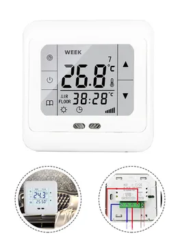 Termostat Digital Layar Sentuh Pengontrol Suhu Ruang Pemanas Lantai Pengontrol Sensor Lantai Set Suhu yang Dapat Diprogram