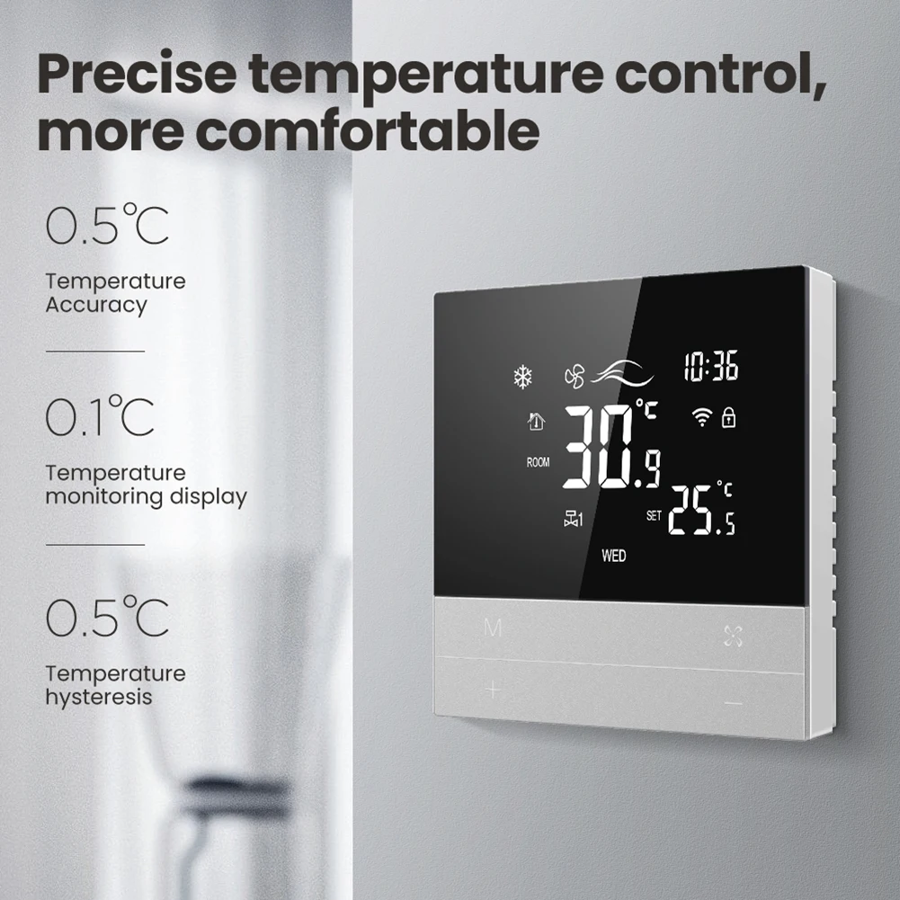 Termostat AC Sentral Wifi Layar Sentuh Lcd Pengontrol Suhu Pintar Tuya untuk Google Home / Alexa / Yandex Alice - 0