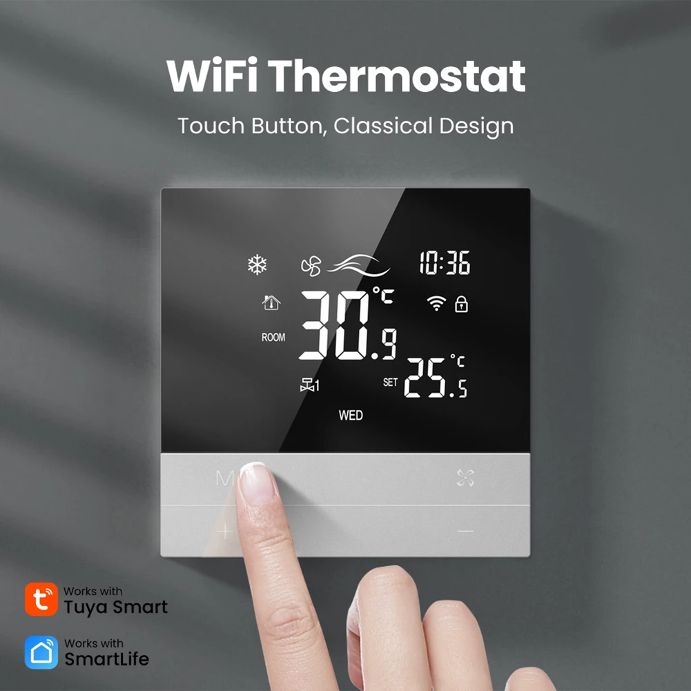 Termostat AC Sentral Wifi Layar Sentuh Lcd Pengontrol Suhu Pintar Tuya untuk Google Home / Alexa / Yandex Alice - 2