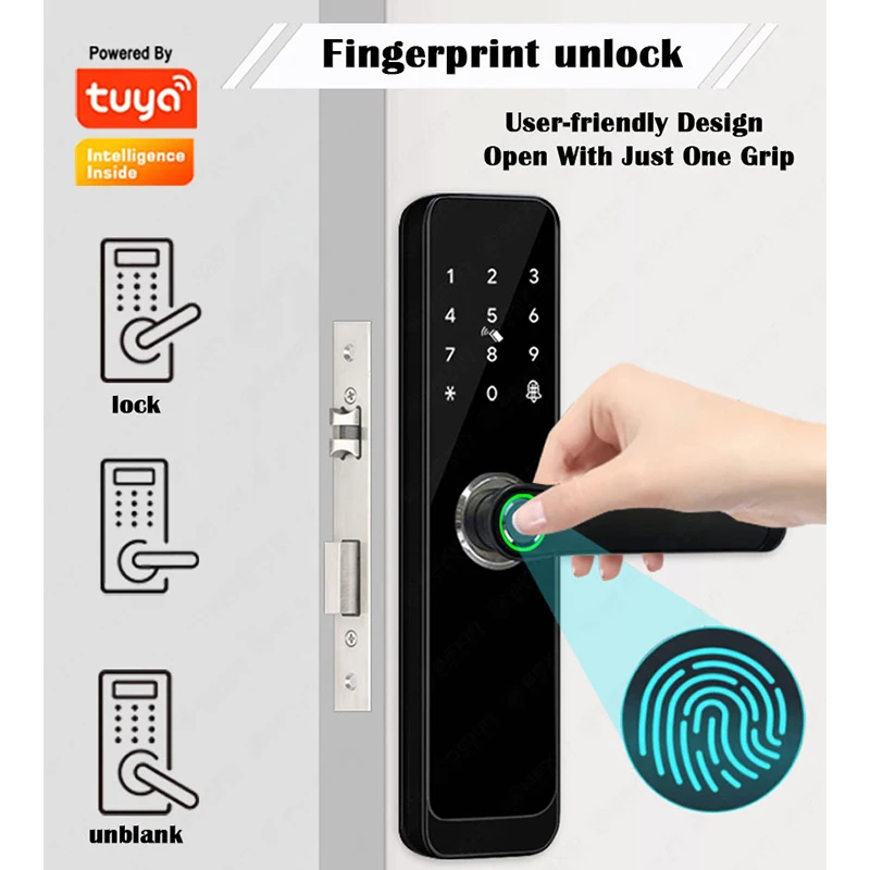TIAGO Tuya Wifi Kunci Pintu Pintar Elektronik dengan Sidik Jari Biometrik / Kartu Pintar / Kata Sandi / Buka Kunci / Pengisian Daya Darurat USB - 2