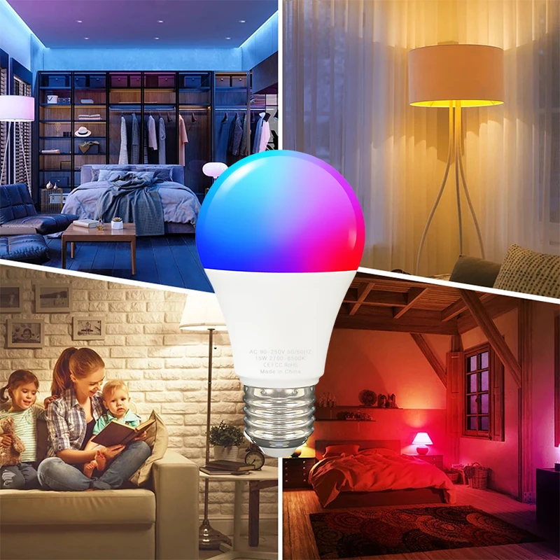 Tuya Smart WiFi Magic Bulbs E27 RGBCW15W Lampu LED Bohlam Lampu Lampu Kontrol Kehidupan Cerdas Mendukung Alexa Google Home Yandex Alice - 5
