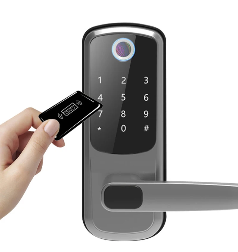 Tuya WIFI Sidik Jari Biometrik APLIKASI TTLock Kata Sandi Bluetooth Kode Kartu IC Kunci Pengaman Kunci Gerendel Kunci Pintu Pintar Elektronik - 1