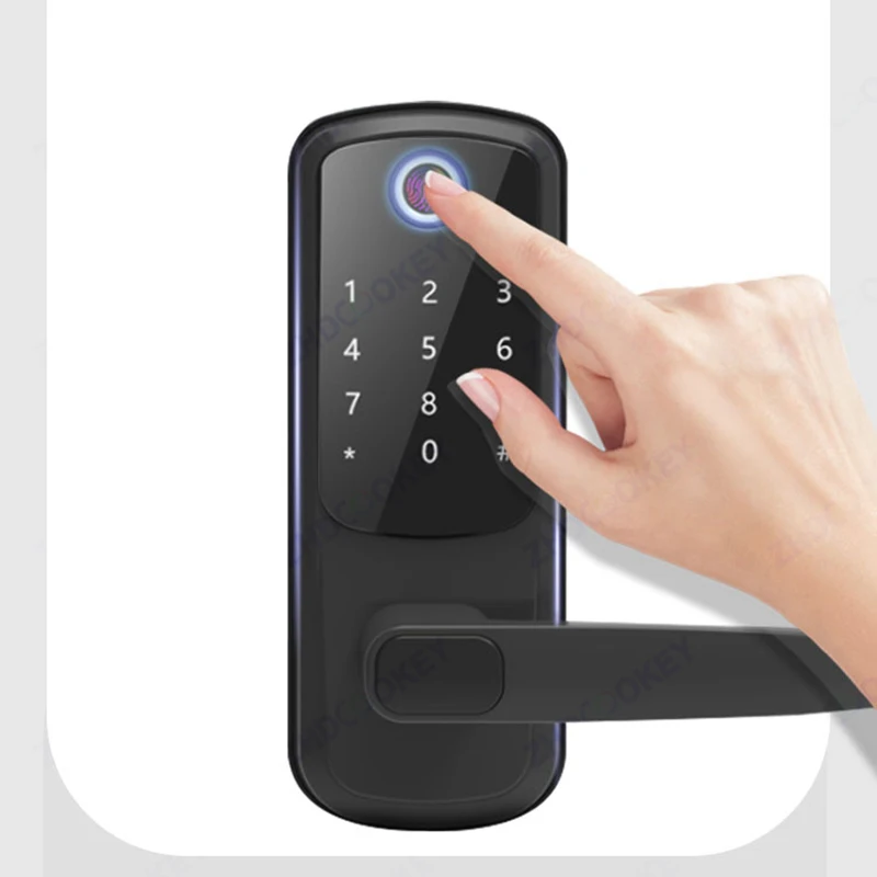 Tuya WIFI Sidik Jari Biometrik APLIKASI TTLock Kata Sandi Bluetooth Kode Kartu IC Kunci Pengaman Kunci Gerendel Kunci Pintu Pintar Elektronik - 2