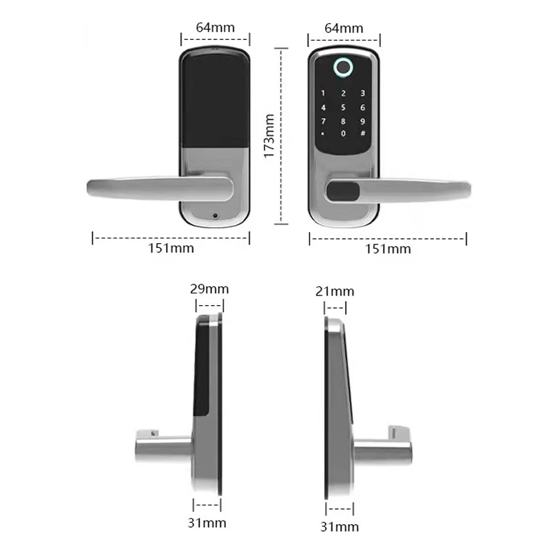 Tuya WIFI Sidik Jari Biometrik APLIKASI TTLock Kata Sandi Bluetooth Kode Kartu IC Kunci Pengaman Kunci Gerendel Kunci Pintu Pintar Elektronik - 4