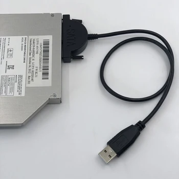 USB 2.0 ke Mini SATA 7+6 13Pin Kabel Adaptor Konverter Drive Optik Eksternal untuk DVD CD-ROM Laptop dengan LED