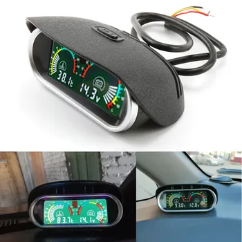 Universal 2 In 1 12v / 24v LCD Digital Pengukur Suhu Air Truk Mobil Pengukur Tegangan Volt Pengukur Tegangan Volt dengan Sensor Suhu