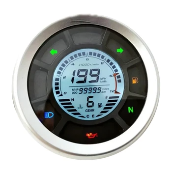 Universal LCD Digital Speedometer Odometer Takometer Silinder Gear Odometer Takometer Perjalanan Meter untuk Yamaha Kawasaki