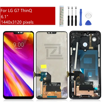 Untuk LG G7 ThinQ LCD Display Rakitan Digitizer Layar Sentuh dengan Bingkai Untuk Penggantian Layar G7 Suku Cadang Perbaikan G710