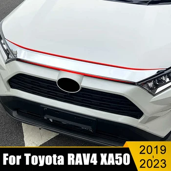Untuk Toyota RAV4 RAV 4 XA50 Hybrid 2019-2021 2022 2023 Kap Depan Mobil Tahan Karat Kisi-kisi Mesin Strip Dekoratif Penutup Trim Stiker