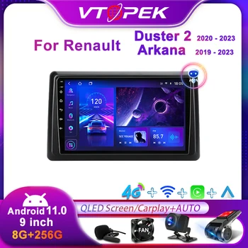 Vtopek 2Din 4G untuk Renault Duster HM 2 II 2020-2021 Arkana 1 Pemutar Video Multimedia Radio Mobil 2019-2021 Navigasi GPS Android
