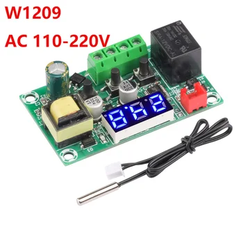 W1209 AC 110-220V Sakelar Kontrol Suhu Termostat Suhu Dingin Panas Termometer Pengontrol Suhu Lampu Biru/Merah/Hijau