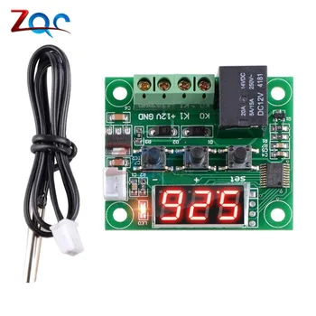 W1209 LED Digital Thermostat Suhu Kontrol Thermometer Thermo Controller Switch Modul DC 12 V Tahan Air NTC Sensor