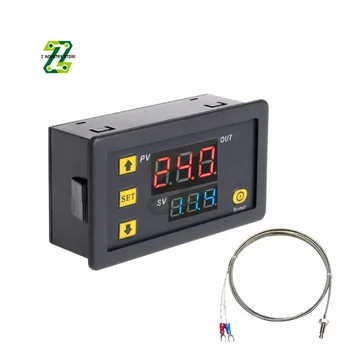 W3230 12V 24V AC110-220V Garis Probe Kontrol Suhu Digital Tampilan LED Termostat Instrumen Kontrol Panas / Pendinginan