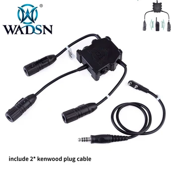 WADSN Dual u94 PTT Headset Softai Airsoft Dorong untuk Bicara Kenwood untuk Berburu Headphone Taktis Konektor Walkie Talkie Baofeng