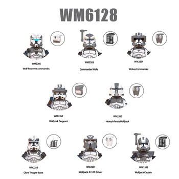 WM6128 Blok Bangunan Komando Resimen Serigala Figurine Mini Serigala Serigala Figur Batu Bata Kapten Mainan Anak-anak