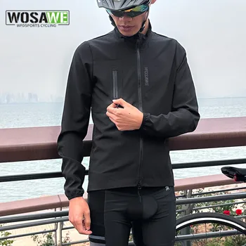 WOSAWE 2023 Baru 3 Musim Baru Jaket Bersepeda Tahan Angin Ringan Jaket Angin Sepeda Kain Stretch dengan 2 Saku Belakang Besar