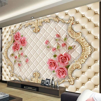 Wallpaper Foto 3D Kustom untuk Dinding Dekorasi Rumah 3D Bunga Mawar Merah Ruang Tamu Sofa Kamar Tidur TV Wallpaper Mural Dinding Latar Belakang