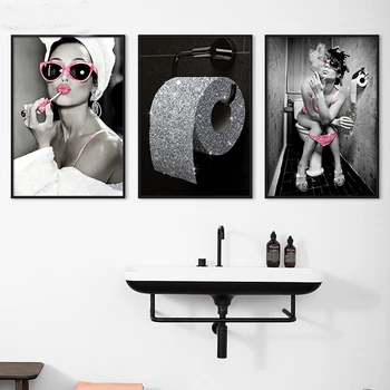 Wanita Seksi Mosaik Berlian 5D DIY Berlian Bordir Gadis Lukisan Berlian Kit Bling Kertas Toilet Gambar Lucu Dekorasi Kamar Mandi