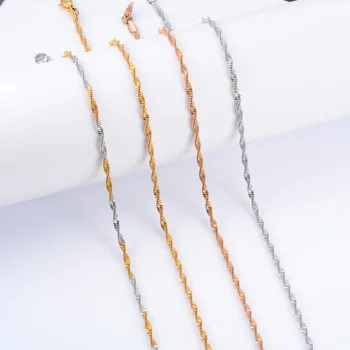 Wanita Stainless Steel Kalung Memutar Datar Rantai Ular untuk Wanita Pria Perhiasan Aksesoris Kalung Di Leher Tulang Selangka DIY