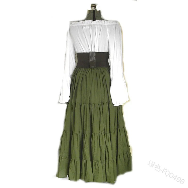 Wanita Fashion Vintage Abad Pertengahan Renaissance Maxi Gaun Flare Lengan Gaun Korset Pinggang Steampunk Off Bahu Cosplay Gaun - 5