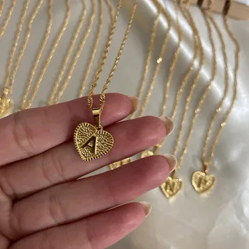 Warna Emas Awal Kalung Pesona A-Z Alfabet Bahasa Inggris Huruf Liontin Kalung untuk Wanita Gothic Boho Perhiasan Hadiah Natal