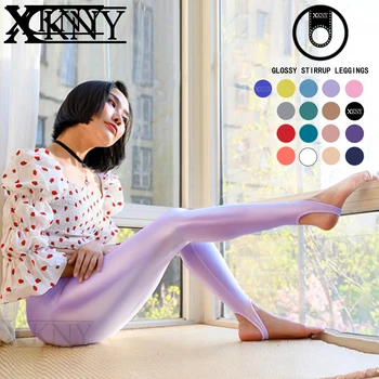 XCKNY satin glossy opaque step pantyhose seksi sutra mengkilap Ramping Elastisitas Tinggi perak mengkilap olahraga yoga celana mengkilap