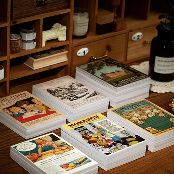Yoofun 60 Pcs / set Vintage Memo Pad Retro Seni Bergambar Perjalanan Bahan Lembar Memo Diary Jurnal Planner Buku Dekorasi Kertas