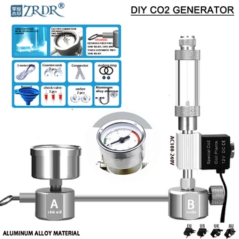 ZRDR Aquarium DIY CO2 Generator Sistem Kit CO2 Generator, Penghitung Gelembung Diffuser dengan Katup Solenoida, untuk / Pertumbuhan Tanaman Air