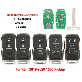 jingyuqin Kunci Mobil Pintar 433 MHz Dengan Chip 4A 68291687AD/68291688AD untuk RAM 2019-2020 1500 Pickup FCCID: OHT-4882056
