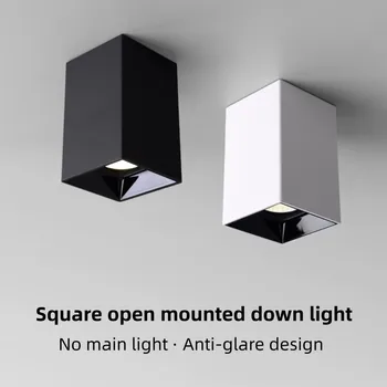 permukaan mounted square dimmable COB downlight 7W 9W 12W 15W 20W LED Lampu sorot langit-langit AC110-220V permukaan cahaya pencahayaan dalam ruangan