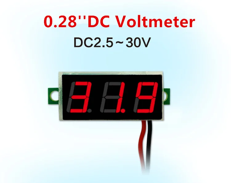 0.28 Inci Merah Biru Digital LED Tampilan Mini Modul DC2.5V-30V DC0-100V Pengukur Tegangan Volt Pengukur Panel Pengukur Tegangan Motor Mobil - 0