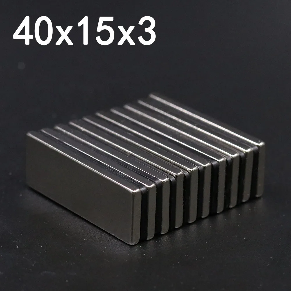 1/2/5/10 Buah Magnet Neodymium 40x15x3 40mm x 15mm x 3mm Blok N35 NdFeB Imanes Magnet Permanen Kuat Super Kuat - 0
