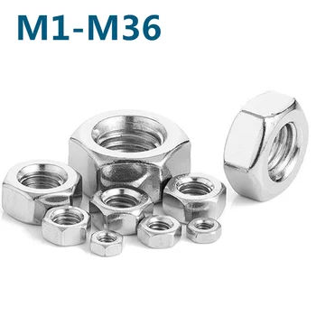 1-20 Pcs / lot 304 Stainless Steel Hex Hexagon Kacang M1-M36 Gratis Pengiriman