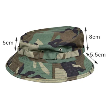1 Buah Topi Topi Ember Taktis Militer untuk Pria Wanita Berburu Memancing Luar Ruangan Topi Matahari Katun Kamuflase Kamuflase