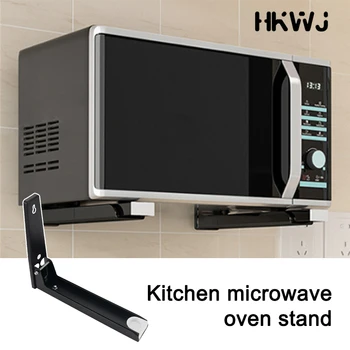 1 Pasang Sstainless Steel Lipat Microwave Rak Dinding Ditarik Dapur Penyimpanan Rak Oven Rak Bracket