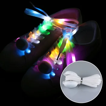 1 Pasang Tali Sepatu Olahraga LED Tali Sepatu Bercahaya Tali Sepatu Bercahaya Tali Sepatu Bulat Lampu Kilat Tali Sepatu Baterai