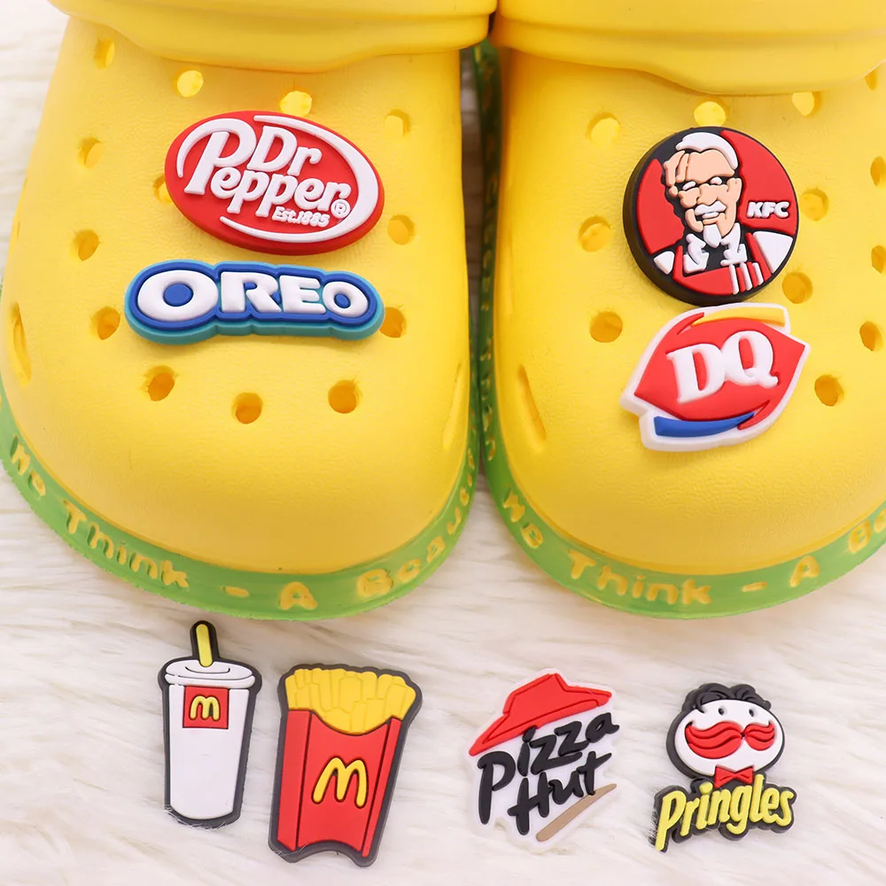 1 Buah Merek Makanan Desainer Mie Goreng Pesona Sepatu PVC Hamburger Taco Minuman Pizza Heart Croc Jibz Gesper Pas Gelang Hadiah Anak - 5