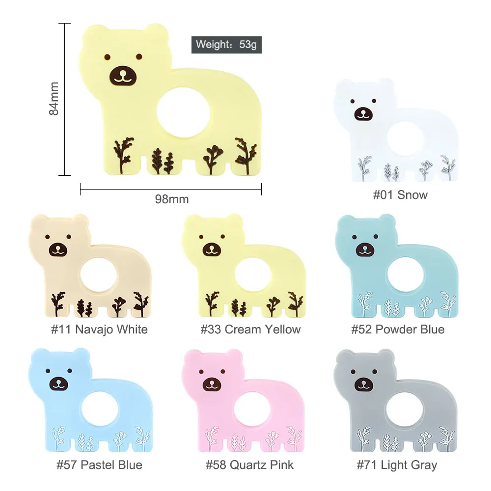 1 buah Teether Silikon Food Grade Beruang Rusa Kelinci Kucing Kartun Bentuk Hewan DIY Aksesori Mainan Bayi Teether Gigi Hewan Pengerat Bayi - 1