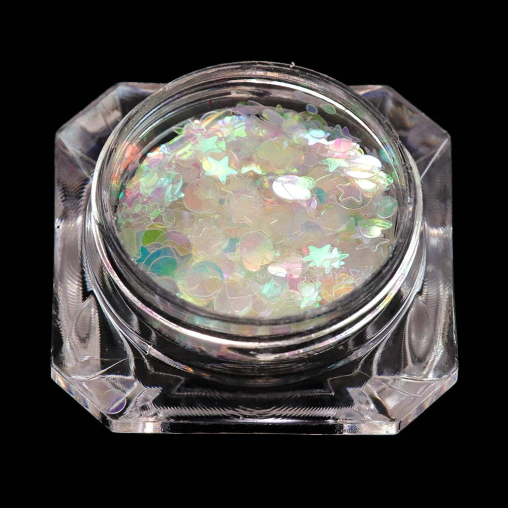 1 kotak Glitter Kuku Holografik Campuran Serpihan Hati Bulat Bintang Cermin Putri Duyung Payet Paillette Tidak Beraturan Dekorasi Seni Kuku 3D TR680 / AB - 4